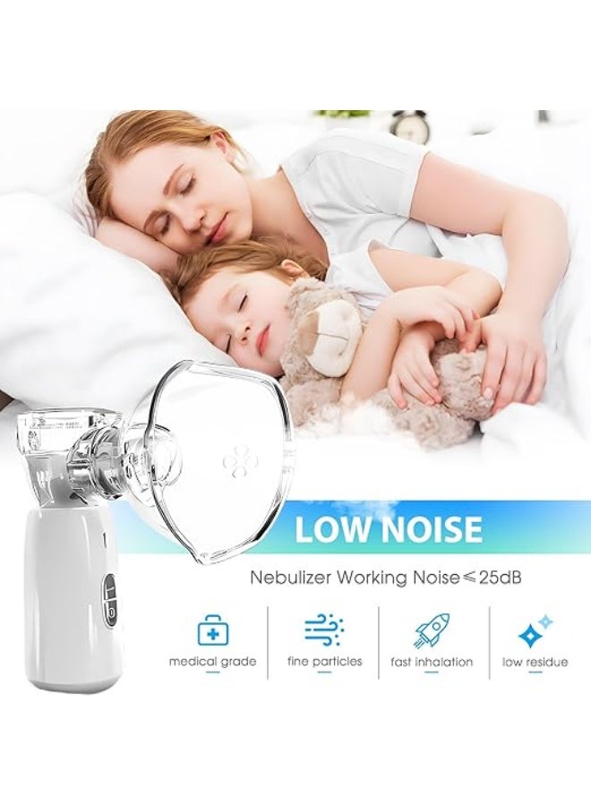 جهاز تبخير محمول بالأشعة فوق الصوتية مع كمامتين للكبار والأطفال، يعمل بالبطاريات، لتسهيل التنفس وتخفيف احتقان الأنف - Image 4